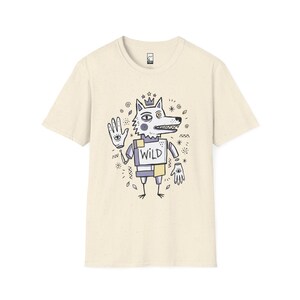 Wild Wolf Graphic Tee | Boho Folk Art, Indie Lowbrow Unisex Shirt Natural