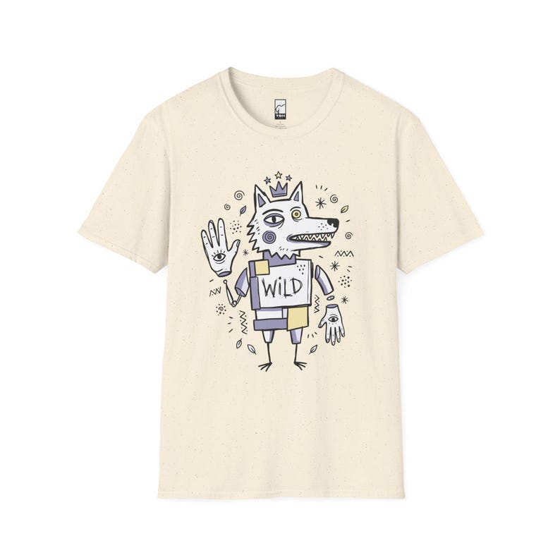 Wild Wolf Graphic Tee | Boho Folk Art, Indie Lowbrow Unisex Shirt Natural