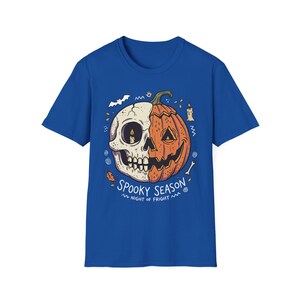 Spooky Season Halloween Shirt | Skull Pumpkin T Shirt | Retro Horror Graphic Tee | Creepy Fall Outfit | Gothic Autumn Wear | Unisex Gift image 17