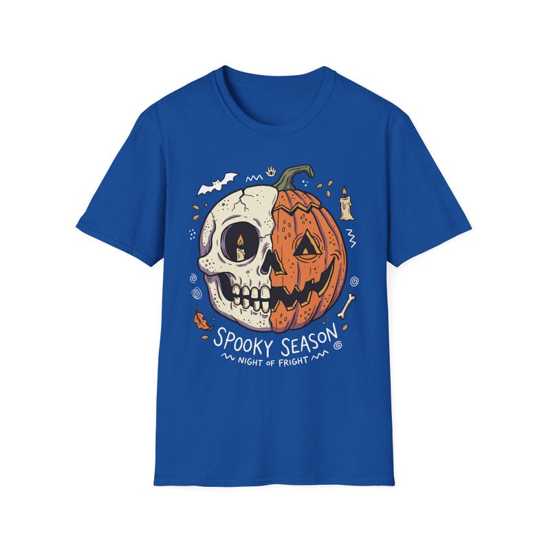 Spooky Season Halloween Shirt | Skull Pumpkin T Shirt | Retro Horror Graphic Tee | Creepy Fall Outfit | Gothic Autumn Wear | Unisex Gift image 17