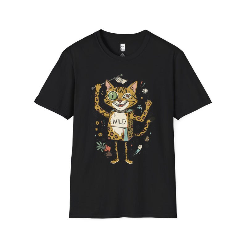 Bengal Cat T-Shirt | Chaotic Zoomies Feline Graphic Tee, Mischievous Cat Lover Gift Black
