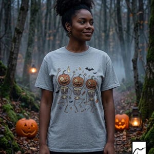 Dancing Pumpkin Skeletons T-Shirt | Halloween Jack-o'-Lanterns