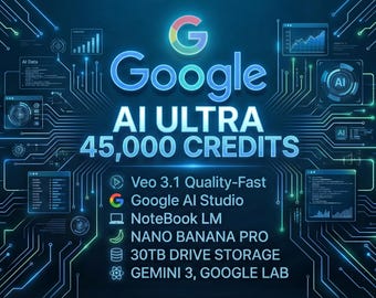 Google AI Ultra 1 Month Account. 45k AI Credits Unlimited VEO 3.1 & Nano Banana Pro
