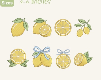Coquette citroen borduurwerk ontwerpbundel, citrusfruit machine borduurpatroon (digitale download)
