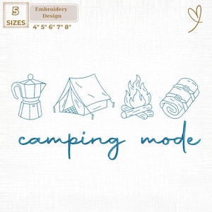 Archivo de bordado "Modo Camping", digital "Amante de la Naturaleza" (Descarga instantánea)