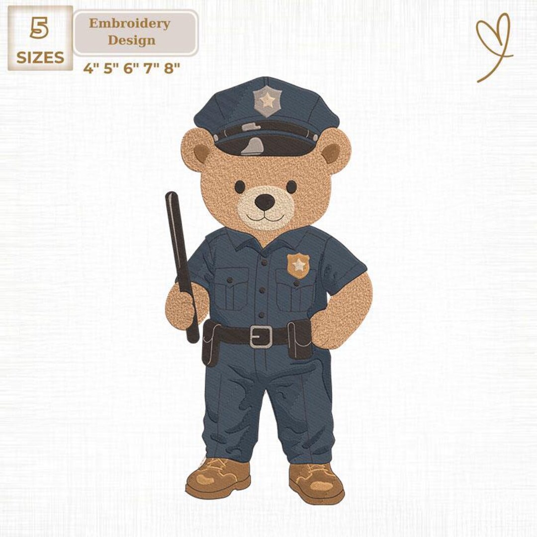 Police Bear Pattern Bear Police Machine Embroidery Design, Teddy Bear Digital, Instant ...
