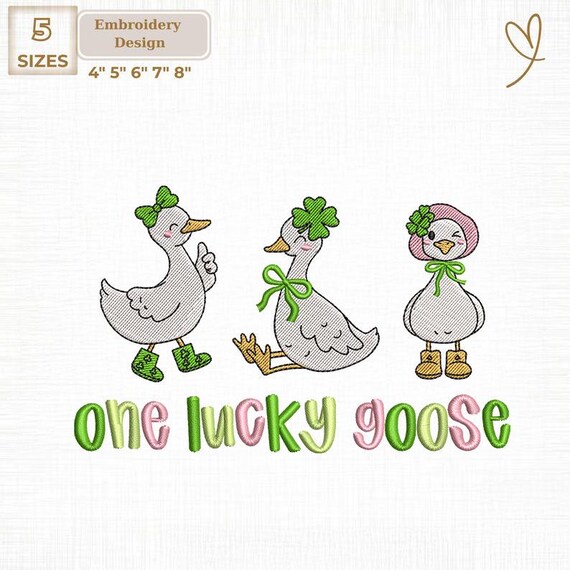 One Lucky Goose Embroidery File, St Patrick'S Day Digital (Instant Download)
