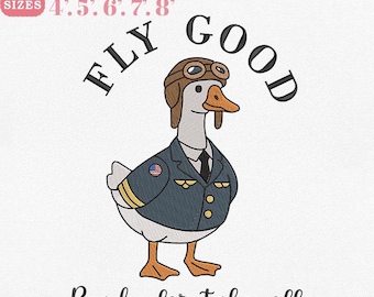 Diseño de bordado de ganso piloto: archivo de máquina Fly Good (descarga digital)