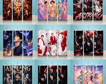 BTS Arirang World Tour 2026 bekerbundel, ontwerp muziektour, 11 PNG K-Pop concertshirtontwerp (digitale download)