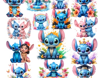 Niedliches Stitch PNG Bündel | Lilo & Stitch Clipart - Digitaler Download