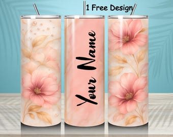 Floral 20 Unzen Skinny Tumbler Sublimationsdesign, anpassbare PNG (Digital Download)