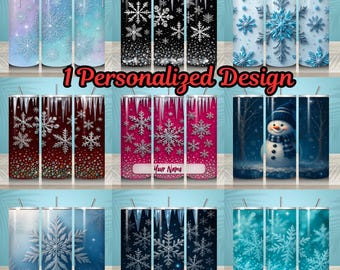 Glitter Schneeflocken Tumbler Design, 20 Unzen Skinny Tumbler Wrap (PNG Instant Download)