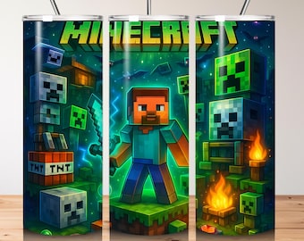 Spielfiguren Straight und Taper Tumbler Wrap Png, Spiel 20 Unzen Skinny Tumbler, Zeichentrickfiguren 20 Unzen Tumbler Design Png, Instant Download