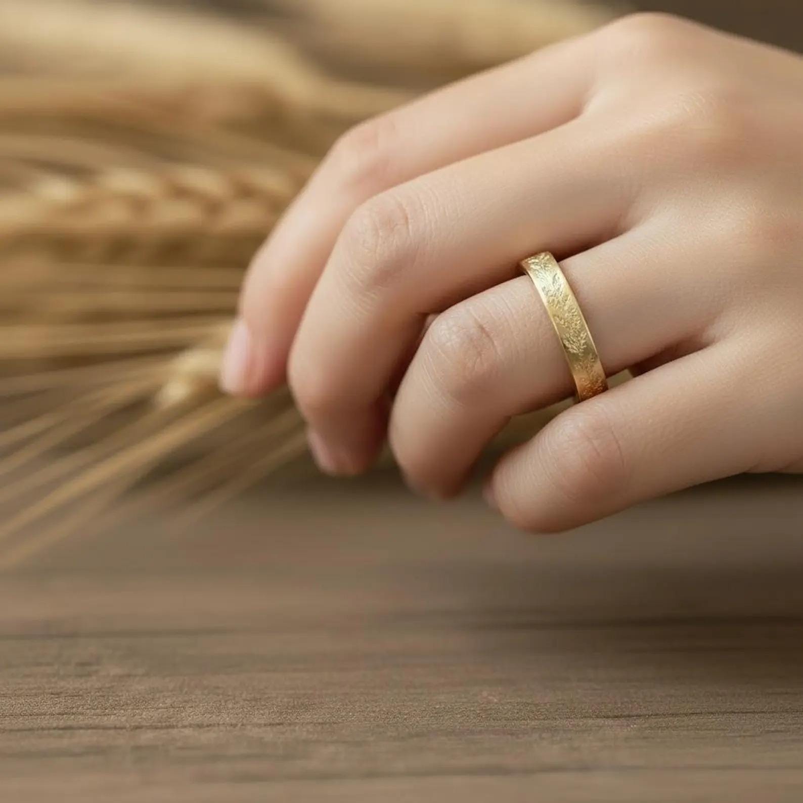 Floral 14k Yellow Gold Wedding Band, Vintage Stacking Ring - Etsy