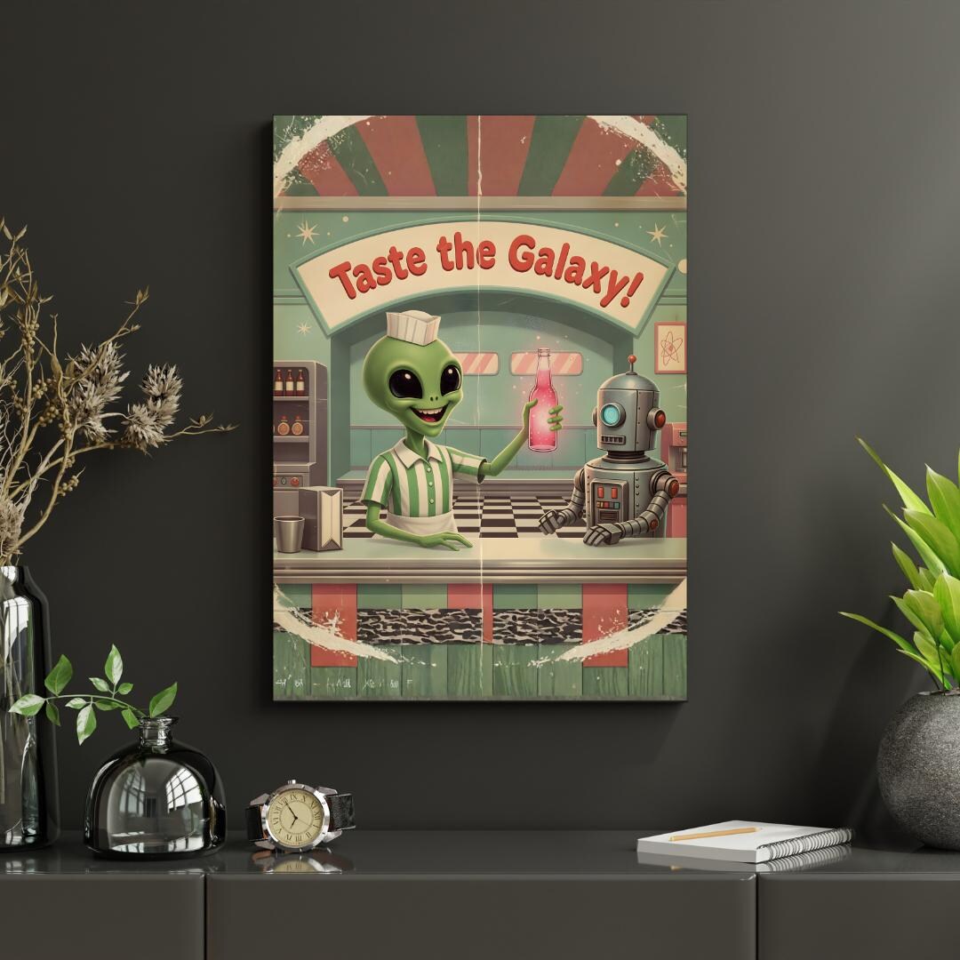 Alien Soda Diner Print: Retro Sci-fi Art, 1950s Vintage Style (digital ...