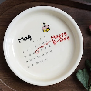 Gepersonaliseerde datumplaat, aangepaste kalenderplaat, keramische schaal verjaardagverjaardag