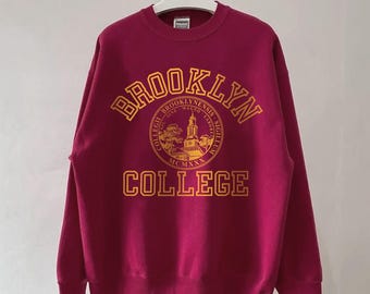 Vintage 90s Brooklyn College University New York Sweatshirt, Brooklyn College Shirt, Brooklyn College Hoodie, Brooklyn College Sweater