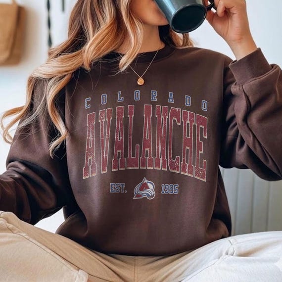 Vintage 90s Colorado Avalanche Est 1995 Ice Hockey Sweatshirt, Colorado Avalanche Hockey Crewneck Hockey