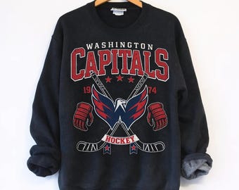 Washington Capitals Sweatshirt Crewneck, Vintage Capitals shirt, Washington Hockey Fan shirt, Hockey Tee, Capitals Sweatshirt