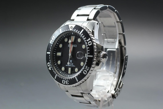 N mint* seiko prospex v157-0bt0 black dial solar dive… - Gem