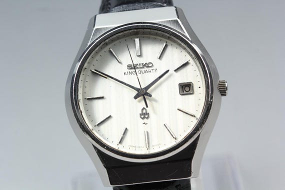 Vintage 1975 seiko king quartz 0852-8000 silver date … - Gem