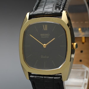 vintage 1981 * n mint * seiko dolce 6020-5260 cadran noir or qz montre homme japon