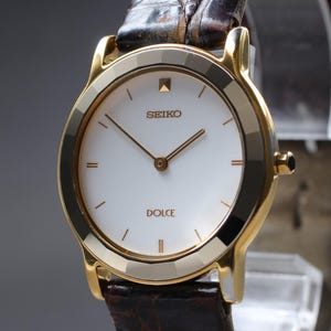 SEIKO DOLCE 5S21-601J メンズクォーツウォッチ RARE Seiko Dolce Sweeping Second Quartz 5S21-5A10 Square Vintage