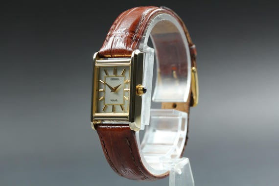 Vintage *mint* seiko solar v115-0bd0 gold tank quartz… - Gem