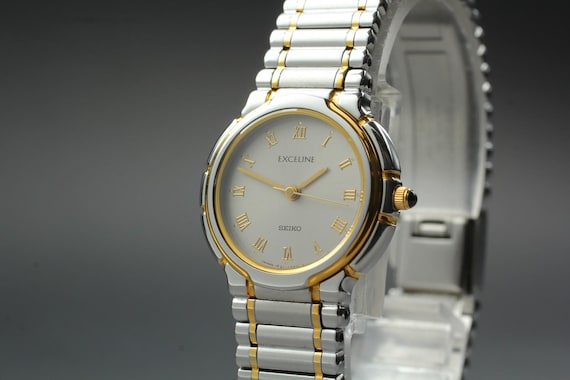N mint* vintage seiko exceline 1f21-0g40 silver roman… - Gem