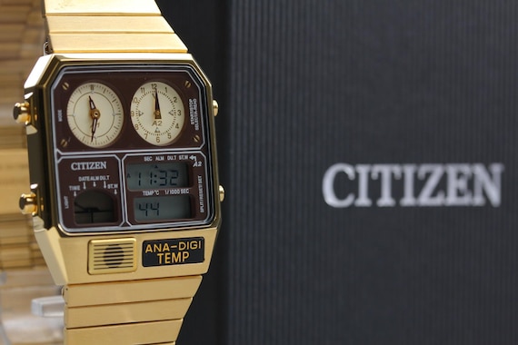 Citizen ana-digi temp 8989-s116872 34mm gold quartz m… - Gem
