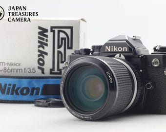 N mint+++ com alça* Nikon New FM2 FM2N Câmera SLR de filme com lente zoom 43-86 mm, fabricada no Japão