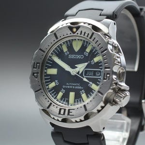 Vintage seiko black monster 7s26-0350 skx781 diver automatic mens watch japan