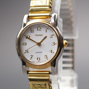 Vintage 1997 *n mint* seiko lucent 1f21-0j80 gouden quartz dameshorloge uit Japan