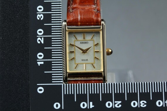 Vintage *mint* seiko solar v115-0bd0 gold tank quartz… - Gem