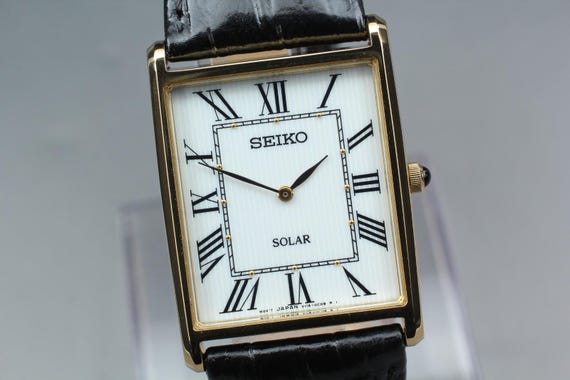 Mint* seiko solor sup880 v115-0bc0 28mm gold roman ta… - Gem