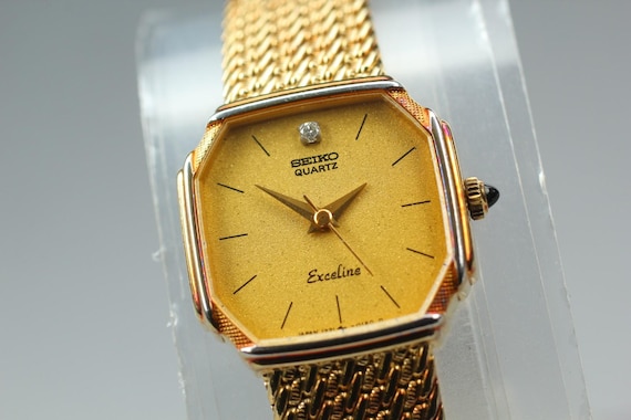Vintage 1983 near mint seiko exceline 1221-5080 gold … - Gem