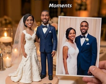Custom Wedding Cake Topper Figurines from Photo Personalized Bride and Groom Sculpture Gift Unique Wedding Couple Keepsake Decoration