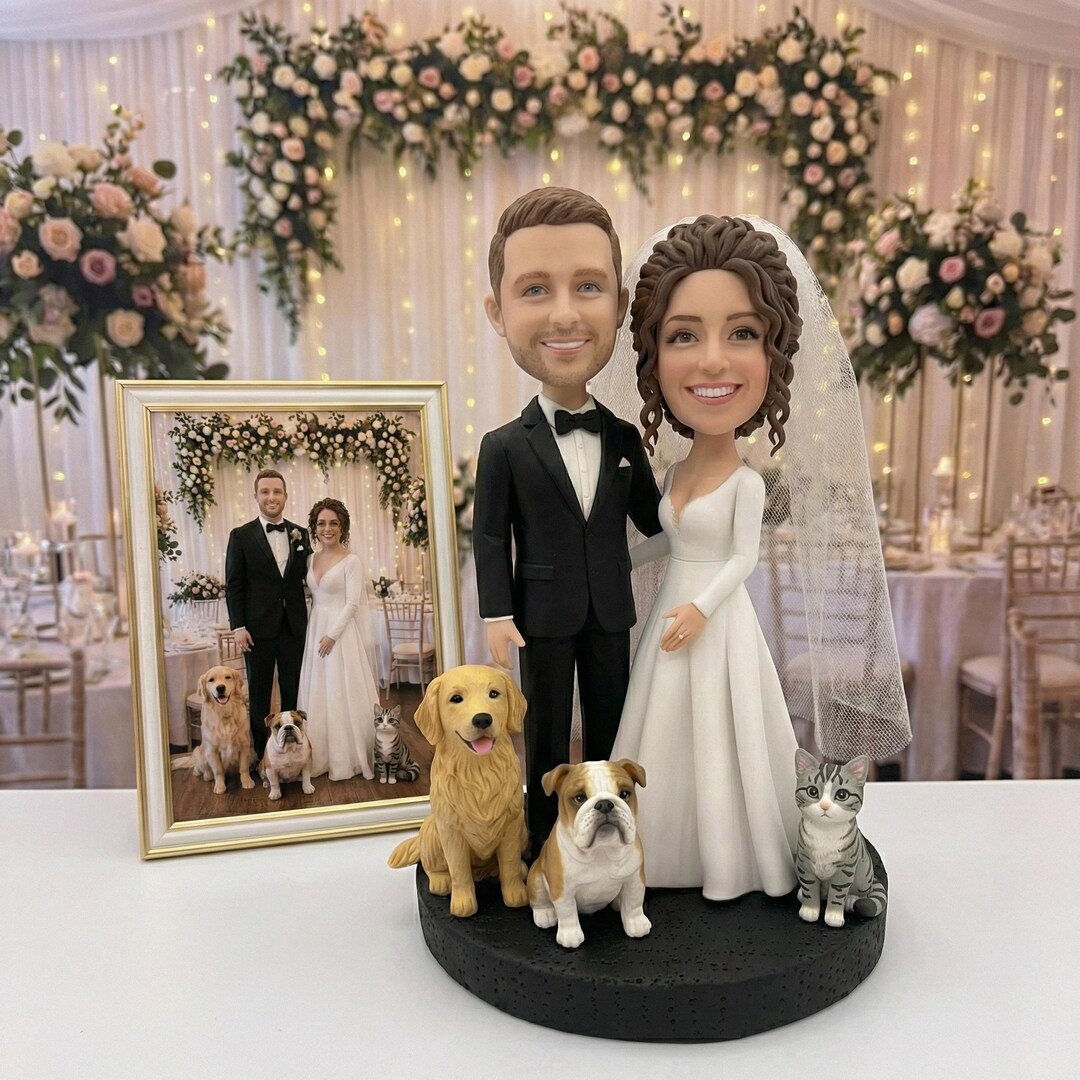 Custom Wedding Cake Topper Figurines From Photo Personalized Bride and ...