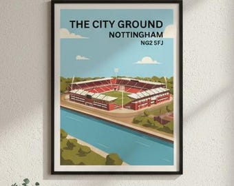 Nottingham Forest Stadium-kunstdruk – vintage voetbalposter