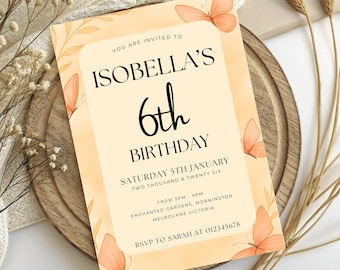 Butterfly Birthday Invitation | Pastel Party Invite (Digital Download)
