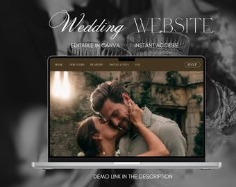 Old Money Wedding Website Template Destination Wedding Canva Website with RSVP Digital Wedding Invitation Save The Date Website Wedding