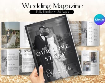 Wedding Magazine Template | Canva Editable Program and Booklet (8.5x11 & A4)