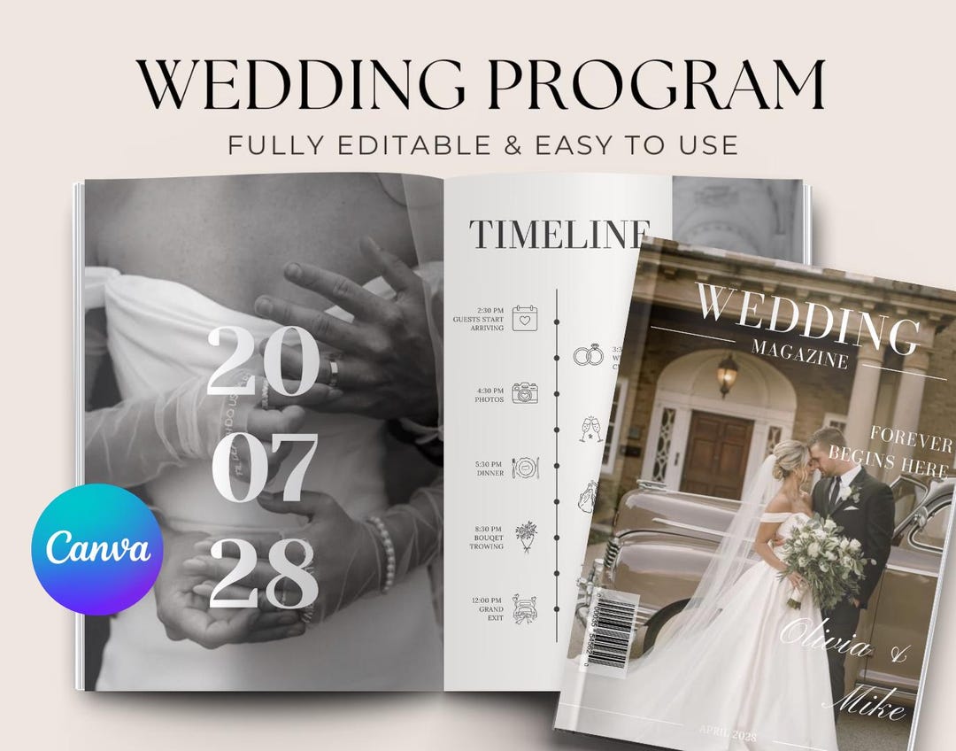 Magazine Program Wedding Magazine Template Wedding Program Template Wedding Booklet ...