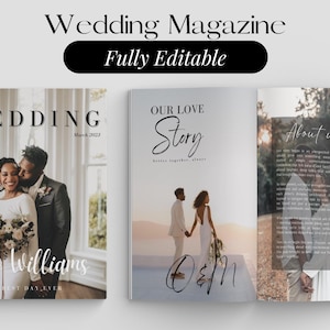 Wedding Magazine Template, 38 Page Wedding Program (Canva)