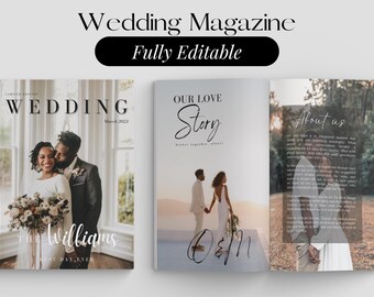 Wedding Magazine Template, 38 Page Wedding Program (Canva)