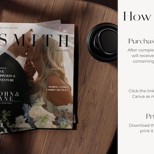 Plantilla de revista de bodas, programa Canva editable (descarga digital) imagen 8