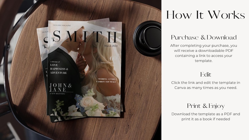Plantilla de revista de bodas, programa Canva editable (descarga digital) imagen 8