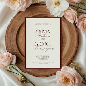 Burgundy Wedding Invitation Classy Suite Luxury Old Money Template Elegant Red and Cream Invitation Set Timeless Wedding Invite Cream image 6