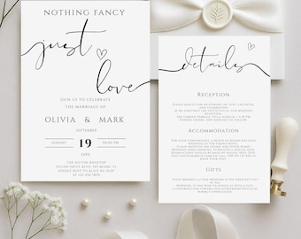 Minimalist Wedding Invitation Template, Modern RSVP Card (Canva Editable)