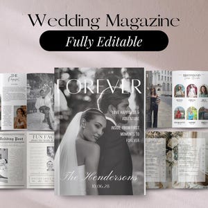 Modello di rivista di matrimonio, programma Canva modificabile (download digitale)